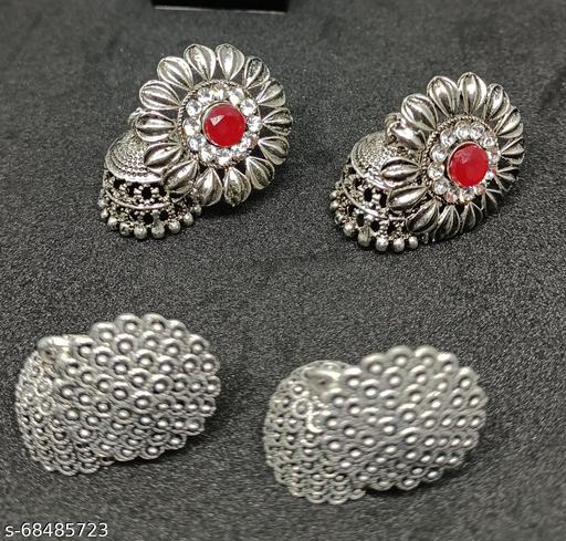 Silver-plated Crystal Drop Earrings for Women & Girls combo of 2