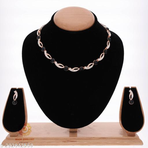 Rose-Gold-Plated-Necklace-Set-With-American-Diamond