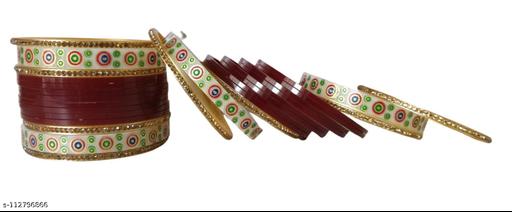 New Suhagan Trending Stylish Maroon Bridal Chura Set For Girls & Womens Bracelet & Bangles