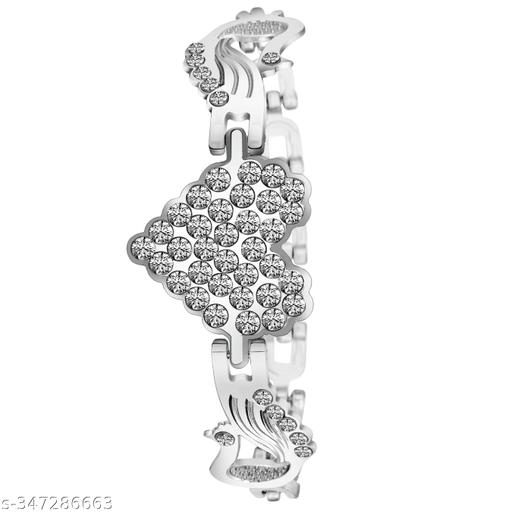 Most Selling Latest Trending SILVER Heart Bracelet for Girls, Ethnic Partywear, Festive, Girls Accessory, Silver Bracelet, Stone Bracelet, Gift, Best Quality, Designer Bracelet, Trendy Jwellery for Women. (Pack of 1)