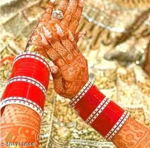 Suhagan Red Designer Chura Bridal Punjabi Choora Fashion Jewellery Chuda Set