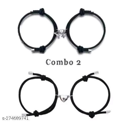 Pack of 2 ( Black Dori Combo ) Fancy Magnetic Bracelets for Women Latest for Couple Gifts for Lovers | bracelet for girls, lover | Gifts for couples, friendship bracelet, best friend gift | friendship band |