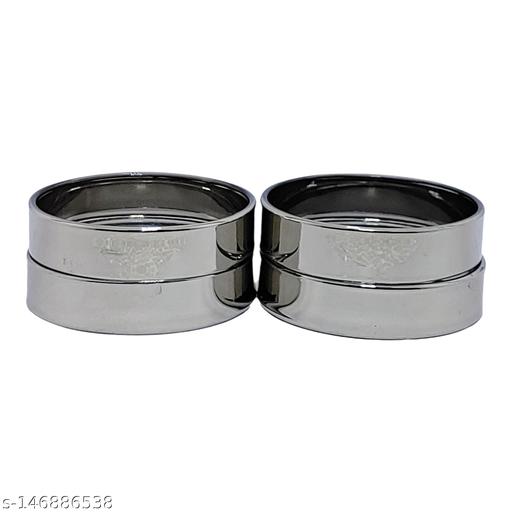 Most beautiful Plane Silver Kada glass Bangles (pack of 4)