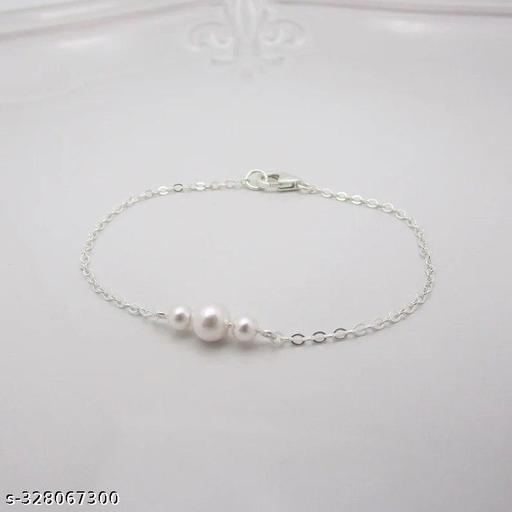 Khamma Creation Three pearls bracelet for girl and women with silver chain new trandy stylish charm bracelet