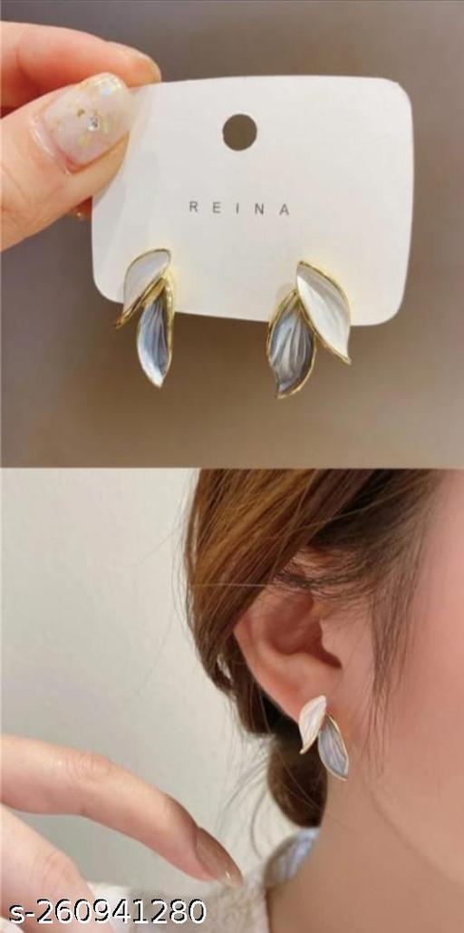 KOREAN STYLE METALLIC LEAF STUD EARING IDEAL FOR GIRL'S & WOMEN'S.