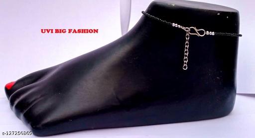 Uvi Big Fashion Evil Eye Nazariya Black Crystal German Silver Alloy Anklet/Bracelet for Baby Boys & Baby Girls (Black)