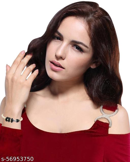 Agate, Obsidian and Freshwater Pearl 7 inches Bracelet for Girls