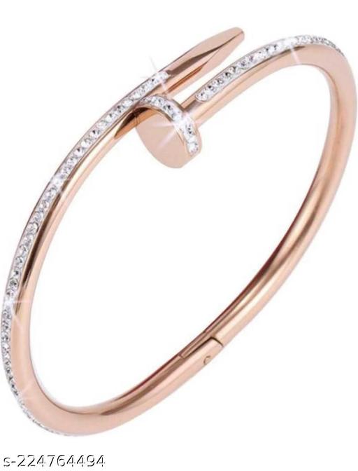 V FASHION JEWELLERY Stainless Steel Rose Plated Kada & Stylish Bracelet For Women & Girls