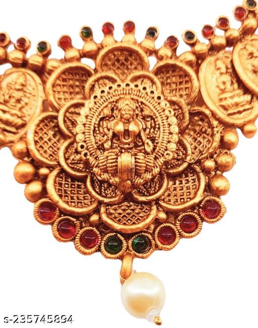 Gold-Plated-Necklace-Set-with-Pendant-and-with-earring-set-For-Women