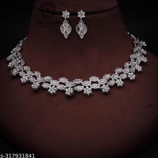 HIRVAN-ENTERPRISESilver-Necklace-With-1-pair-Of-Earrings-For-Women-And-Girl