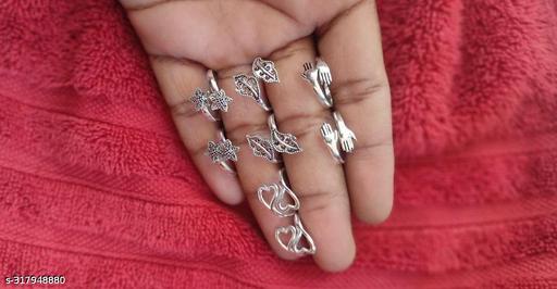 NEW TRENDY OXIDIZED BEAUTIFUL ADJUSTABLE BICHHIYA LOVELY STYLISH TOE RING ALLOY SILVER PLATED TOE RING(4 PIS COMBO) SILVER TOE RING COMBO PACK