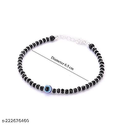 Trending Evil Eye Nazariya Bracelet with Black & Silver Beads (Crystal) for Baby Boys & Girls 5 Inch Pack of 2