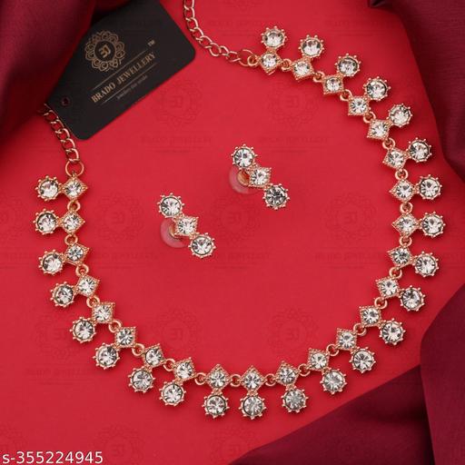 BHARVI-JEWELLERY-Rose-Gold-Plated-Necklace-Set-with-White-Color-Polished-Diamond-Kundan-Earring-Jewellery-Set-for-Women-and-girls