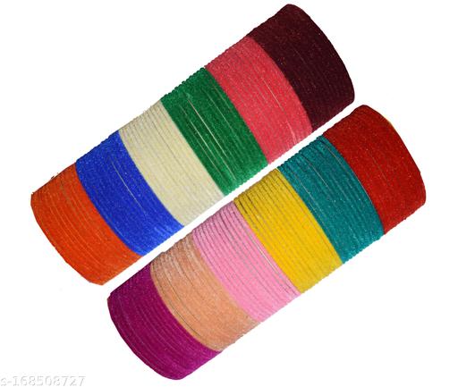ISHIKA Non Precious Metal Studded With velvet 12 Different Color Bangle Set For Women and Girls (Pack Of 144 Bangles)