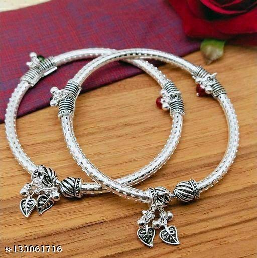 Oxidised German Silver Metal Kada Anklet for Women's & Girl's