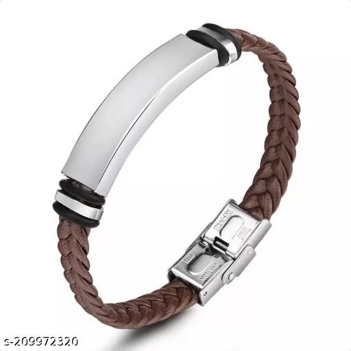 Leather, Stainless Steel Bracelet