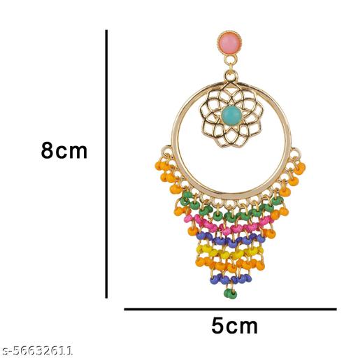 Multicolor Seed Bead Earrings for Girls - Golden Alloy Brass & Copper Made in India Earrings for Girls & Women's Fashion Jewelry Earrings Top & Best Earrings for Girls & Women's