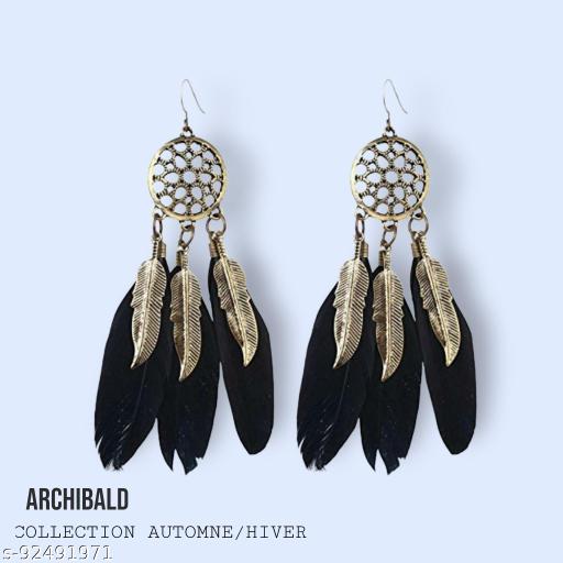 Valentine Bohemia Style Feather Leaves Drop Earrings For Women & Girls