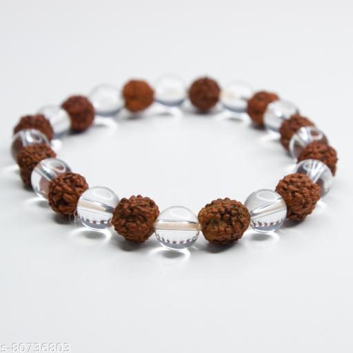 Your Spiritual Revolution Natural Rudraksha Clear Crystal Bracelet (Sphatik) Spiritual Healing Good Luck Wealth Prosperity
