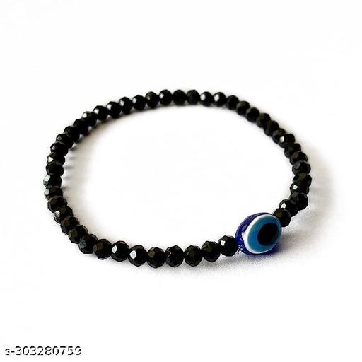 MicroBirdss Evil Eye Bracelet | Black Beads Evil Eye Bracelet | Adjustable Threads Evil Eye Bracelet | Black Crystal Evil Eye Bracelet