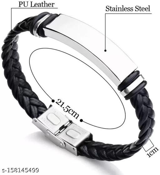 Leather Bracelets for Mens Bracelets Fashion Stainless Steel Magnetic Clasp