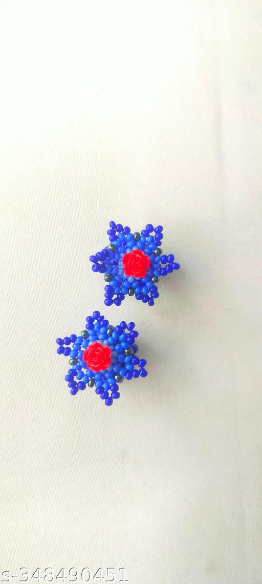 Starry Blossom Blue and Rose Earrings