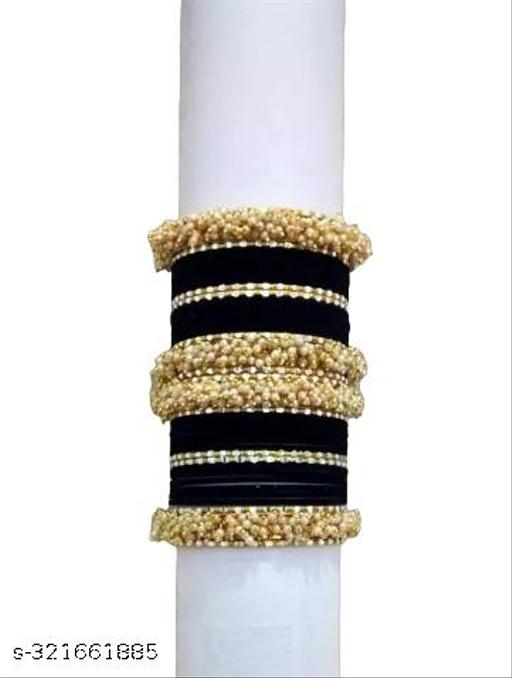 VISHAL BANGLES Beautiful Velvet Bangle Set With Pearls Work For Women And Girls ( Pack Of 40 )