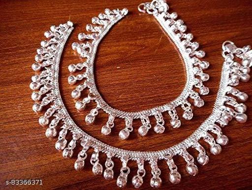 Jewellery for All Occassions Traditional White Metal Anklets Payal Pair for Women/Girls Alloy Anklet (Pack of 2) Anklets & Toe Rings