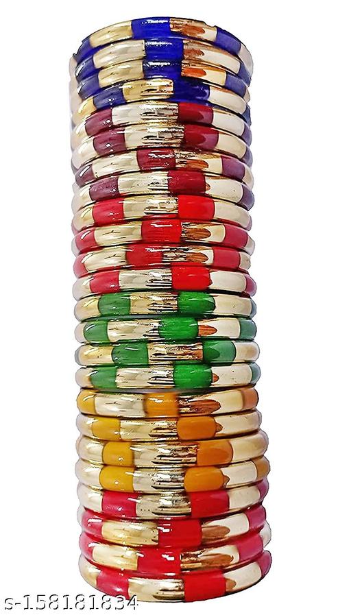 SAVORADE Glass Multi color Glossy Finish Bangle/Kadaa for Women and Girls Pack 24 Bangle