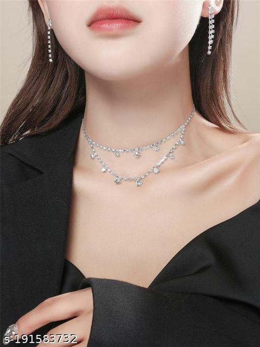 Modern-Rhinestone-party-imitation-diamond-silver-Sparkling-choker-necklaces-dainty-choker