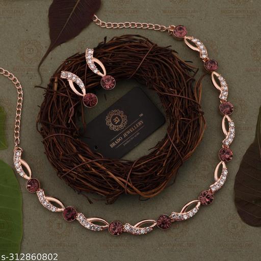 Exclusive-Jewellery-Set-Mevada-Jewellery-Rose-Gold-Necklace-Jewellery-Set-with-Earrings-for-Women-and-girls