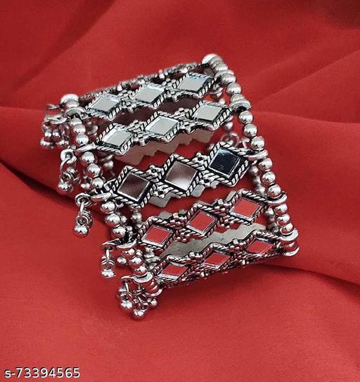 Samridhi DC Fashionable Mirror Oxidised Bangle Cuff