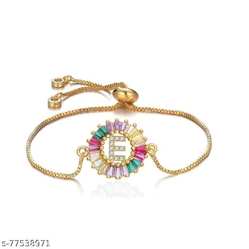 ZIVOM Colourful Rainbow Gold Initial Alphabet E Letter Cz Slider Bracelet
