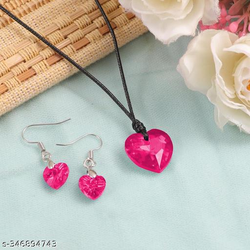 Pink-Crystal-Heart-Pendant-Necklace-and-Earrings-Set