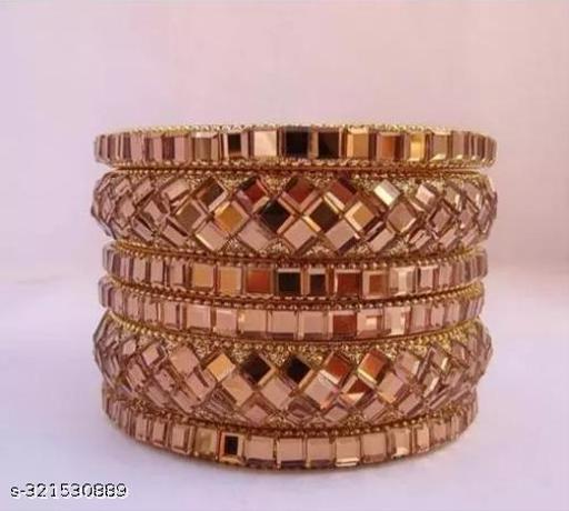 VISHAL BANGLES Mirror Work Kangan Set Beautiful Look For Women And Girls ( Pack Of 6 Bangles )