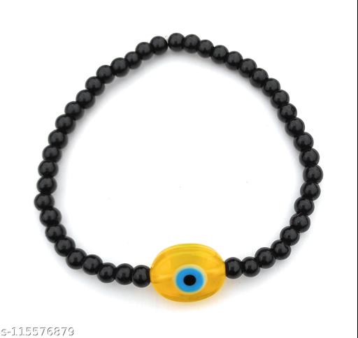 Yellow oval evil eye beads bracelet for men & women prosperity negative energy removal