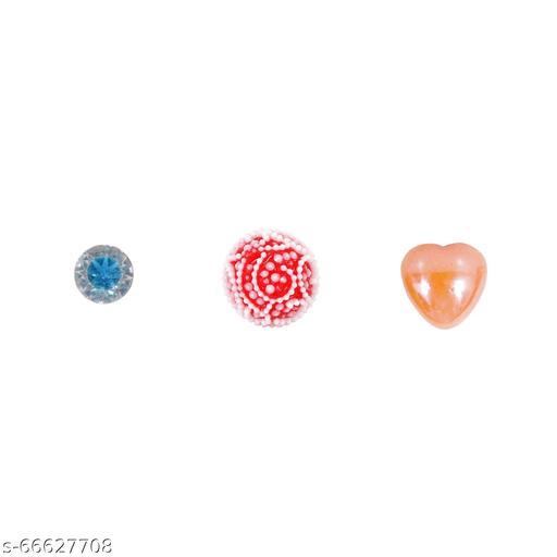 Honbon Multicolor small Crystal & Heart Shape & Multi Color Round Shape Stud Earrings With Plastic Back for Girls and Women (Combo of 24 Pairs)