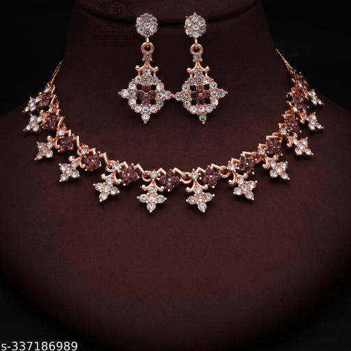 VISAMART-jewels-Violet-Diamonds-Rose-gold-Neckles-and-Earrings-for-Women-and-girls