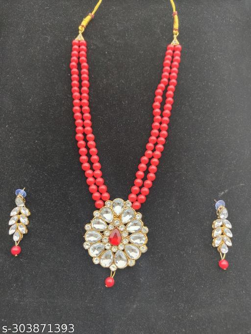 Sanjog-Women-Red-Pearls-Gold-Plated-Necklace-and-Earrings-Jewelry-Set