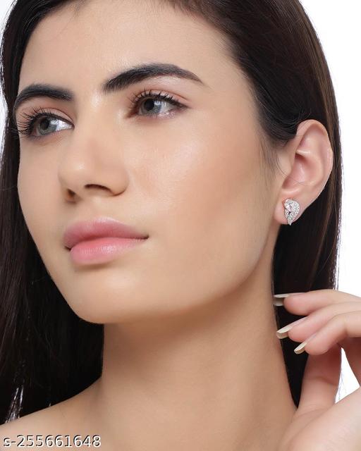 Zircons Embellished Brass Earrings