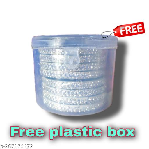 White full crystal stone kada for girls and womens 8pcs in 1 box free plastic box