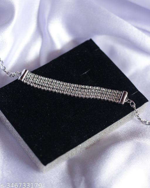 American Diamond Silver Four Line Bracelet