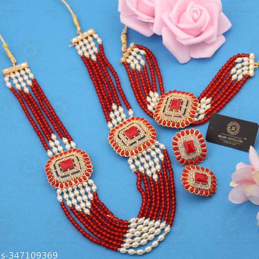 VISAMART-jewels-Unique-and-Fancy-White-and-RED-Multicolour-American-and-Stone-Gems-Gold-Necklace-and-Earing-Set-For-Women-and-Girls