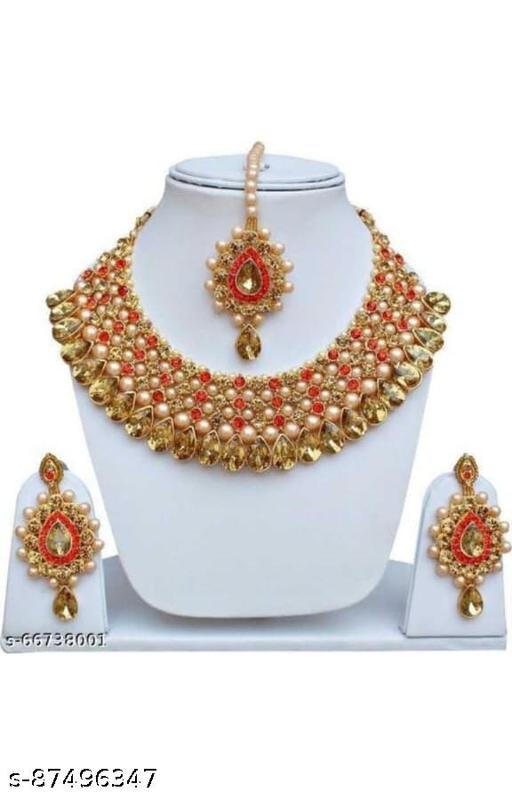 Stylish-Women-Beautiful-Party-wear-Necklace-With-Earrings-and-Mangtika_Designer-Jewellery-Sets