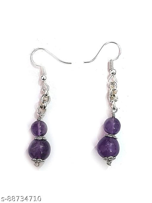 Natural Amethyst Crystal Tops Jhumka Earring Pair For Women And Girls