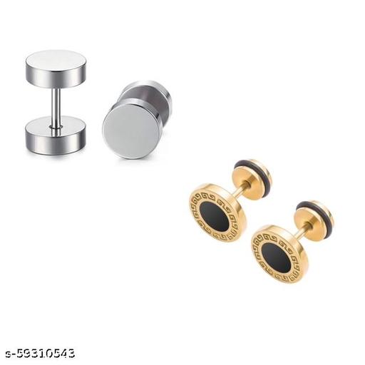 Trendy Silver,Golden Ear Stud For Mens/Boys( 2 Pair Ear Stud)