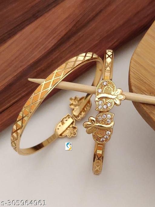 new designer premium quality gold plated ad diamond adjustible kadli bracelet kada