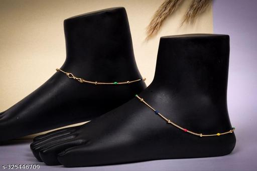 Fancy Gold Plated Colorful Anklet For Daily Use