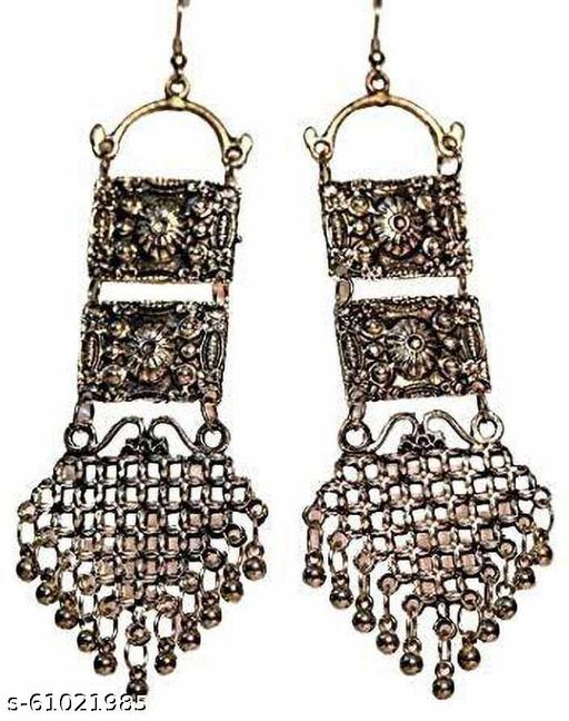The Urban Robe Designer Oxidized Silver Afghani Style Lightweight Earrings for Women and Girls Brass Jhumki Earring