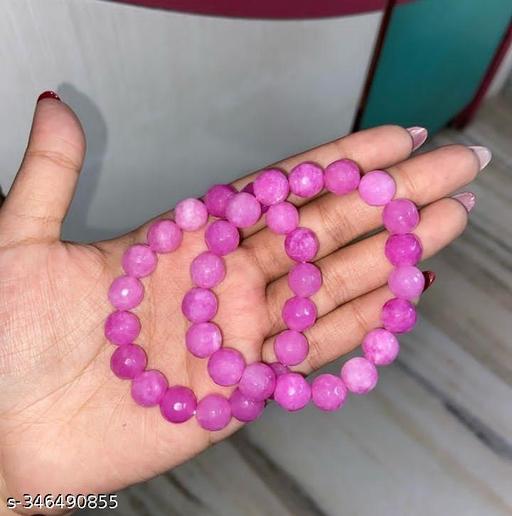 trendy stylish pink and pink stone glass couple bracelet for boy and girls and couple friendship bracelet